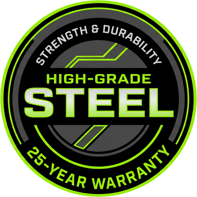 High-grade steel. Strength and durability. 25-year warranty, written terms on request.